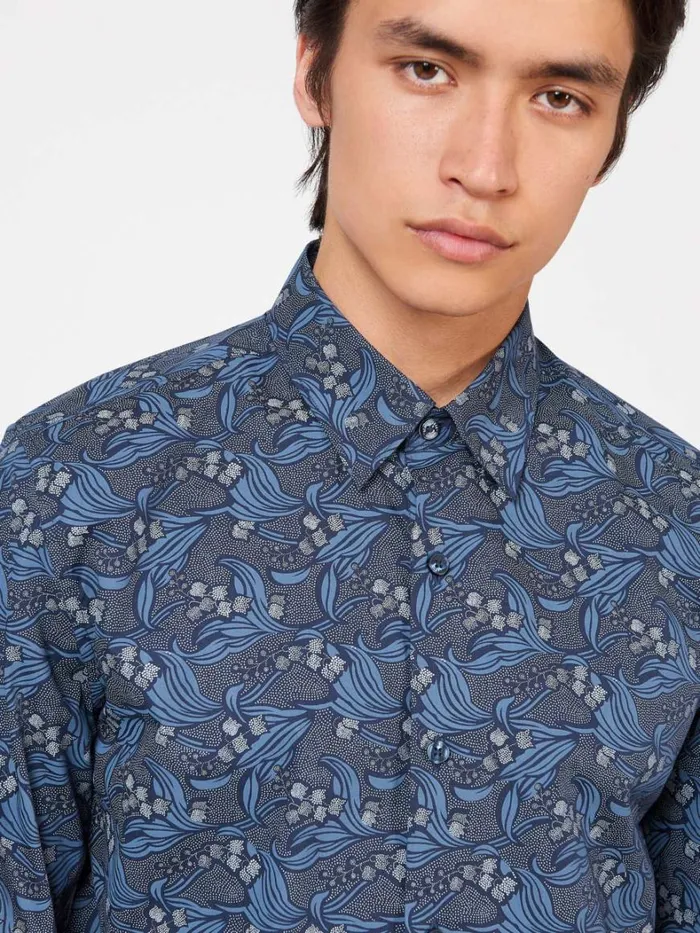 Ben Sherman Long Sleeve Shirts Men Art Nouveau Floral Print Shirt