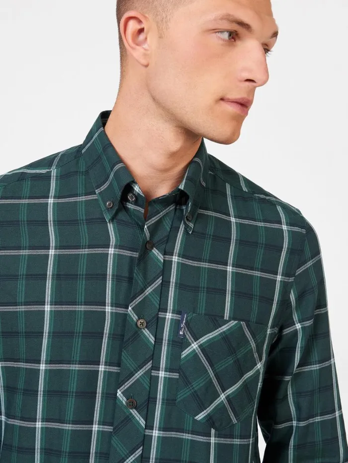 Ben Sherman Long Sleeve Shirts Men Grid Check Shirt 8211 Fraser Green