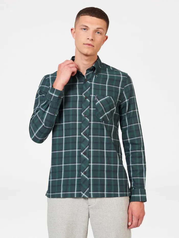 Ben Sherman Long Sleeve Shirts Men Grid Check Shirt 8211 Fraser Green Ben Sherman Long Sleeve Shirts Men Grid Check Shirt 8211 Fraser Green