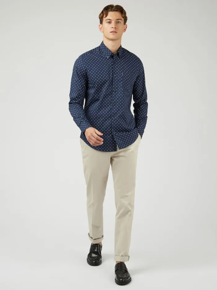 Ben Sherman Long Sleeve Shirts Men Navy Polka Dot Print LongSleeve Shirt Ben Sherman Long Sleeve Shirts Men Navy Polka Dot Print LongSleeve Shirt