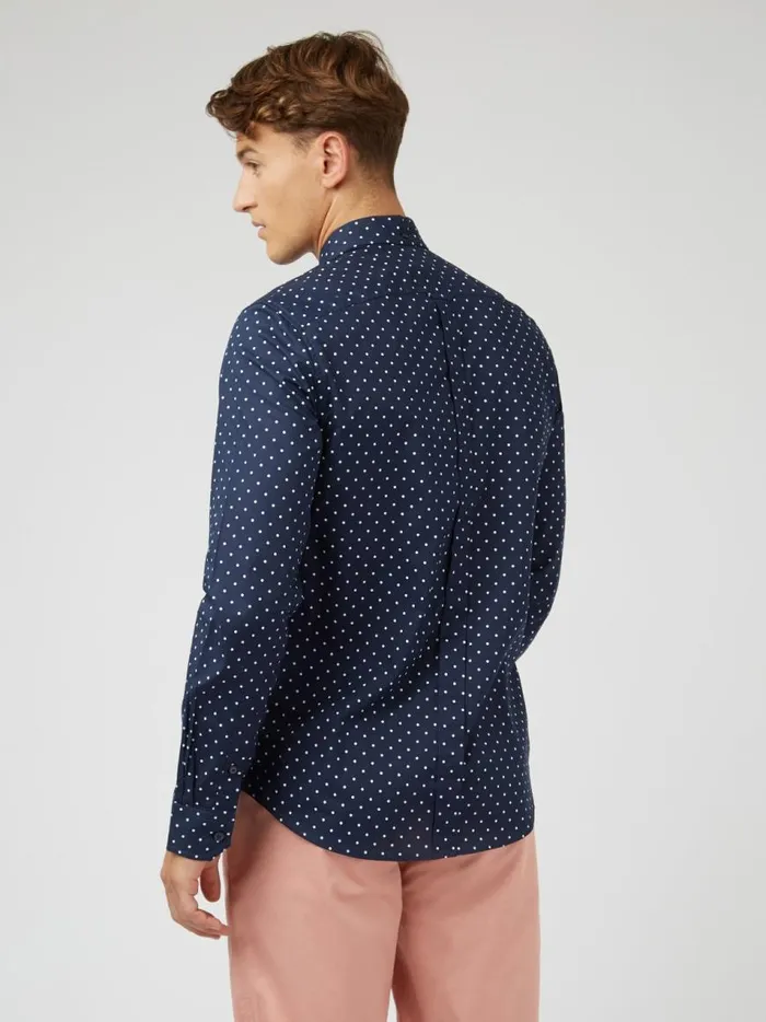 Ben Sherman Long Sleeve Shirts Men Navy Polka Dot Print LongSleeve Shirt Ben Sherman Long Sleeve Shirts Men Navy Polka Dot Print LongSleeve Shirt