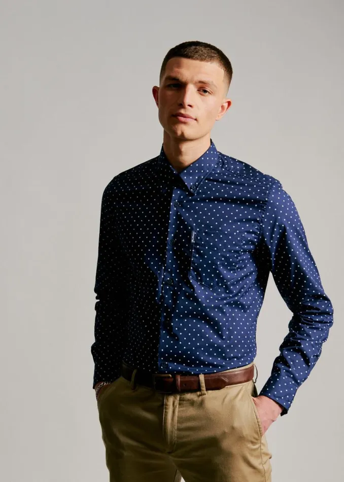 Ben Sherman Long Sleeve Shirts Men Navy Polka Dot Print LongSleeve Shirt Ben Sherman Long Sleeve Shirts Men Navy Polka Dot Print LongSleeve Shirt