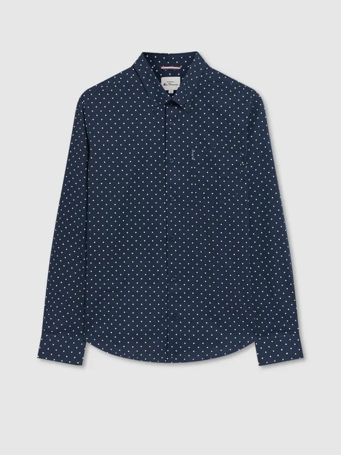 Ben Sherman Long Sleeve Shirts Men Navy Polka Dot Print LongSleeve Shirt Ben Sherman Long Sleeve Shirts Men Navy Polka Dot Print LongSleeve Shirt