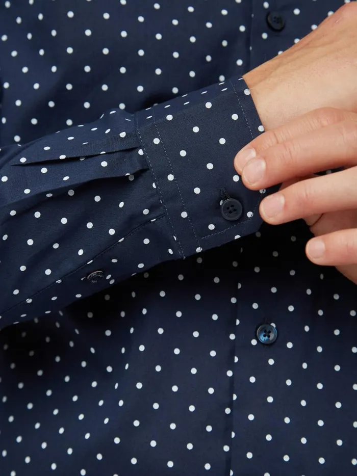 Ben Sherman Long Sleeve Shirts Men Navy Polka Dot Print LongSleeve Shirt Ben Sherman Long Sleeve Shirts Men Navy Polka Dot Print LongSleeve Shirt