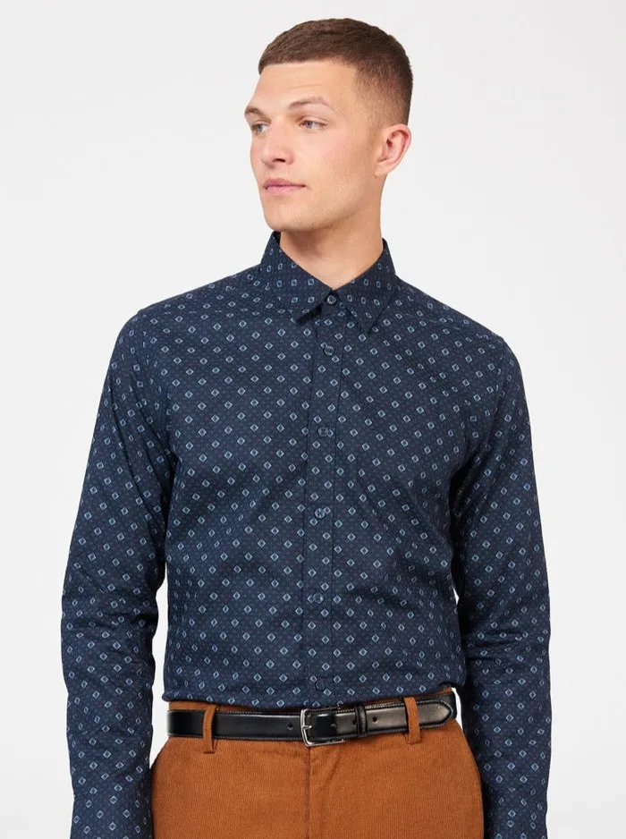 Ben Sherman Long Sleeve Shirts Men Signature Geo Print Shirt 8211 Midnight Ben Sherman Long Sleeve Shirts Men Signature Geo Print Shirt 8211 Midnight