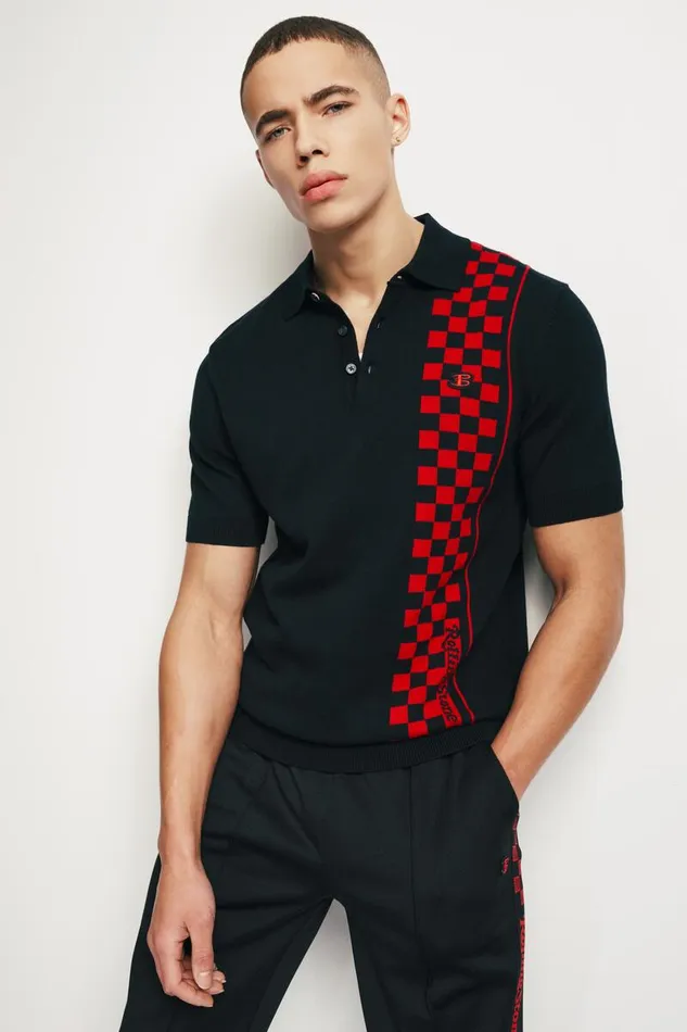 Ben Sherman Mod Knit Polos Men Rolling Stone Checker Knit Polo 8211 Black Ben Sherman Mod Knit Polos Men Rolling Stone Checker Knit Polo 8211 Black