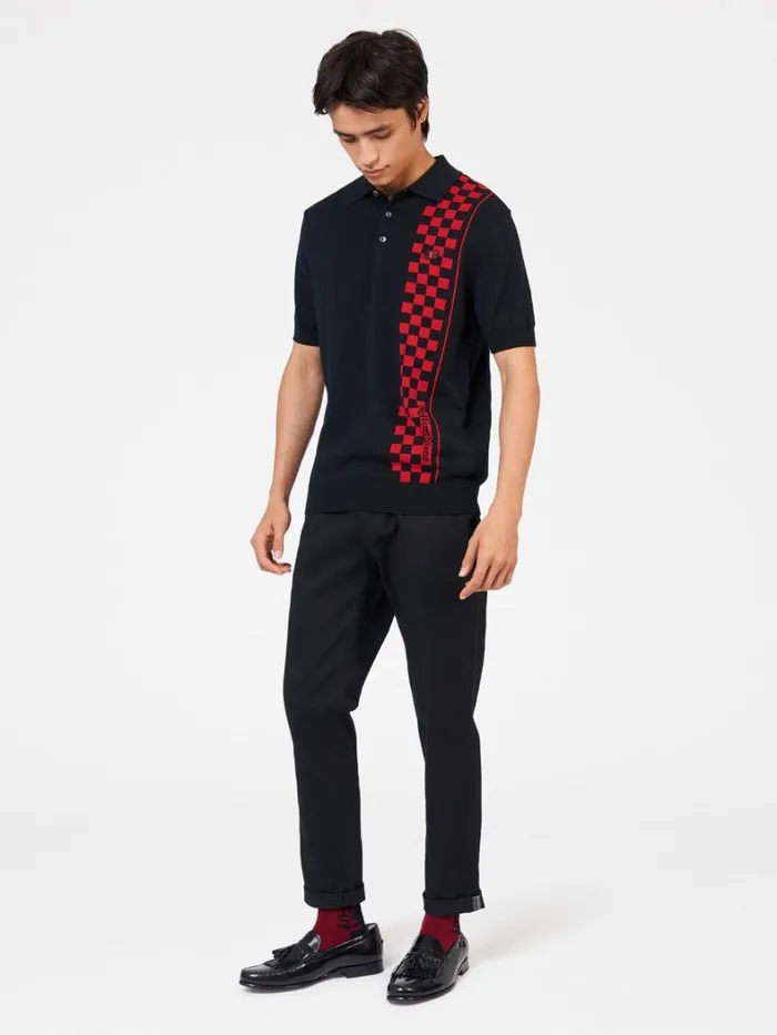 Ben Sherman Mod Knit Polos Men Rolling Stone Checker Knit Polo 8211 Black Ben Sherman Mod Knit Polos Men Rolling Stone Checker Knit Polo 8211 Black