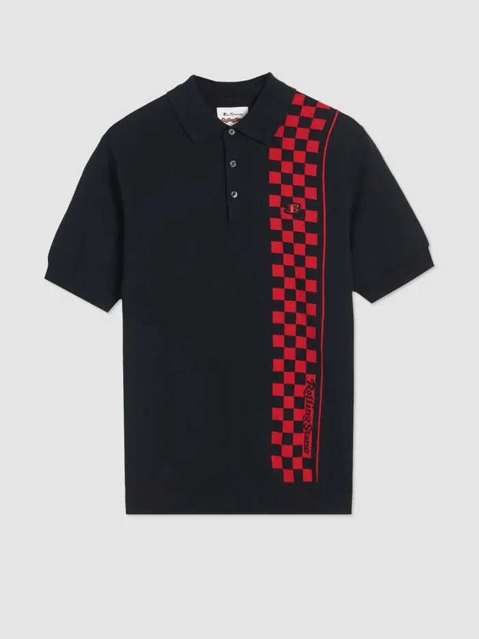 Ben Sherman Mod Knit Polos Men Rolling Stone Checker Knit Polo 8211 Black Ben Sherman Mod Knit Polos Men Rolling Stone Checker Knit Polo 8211 Black