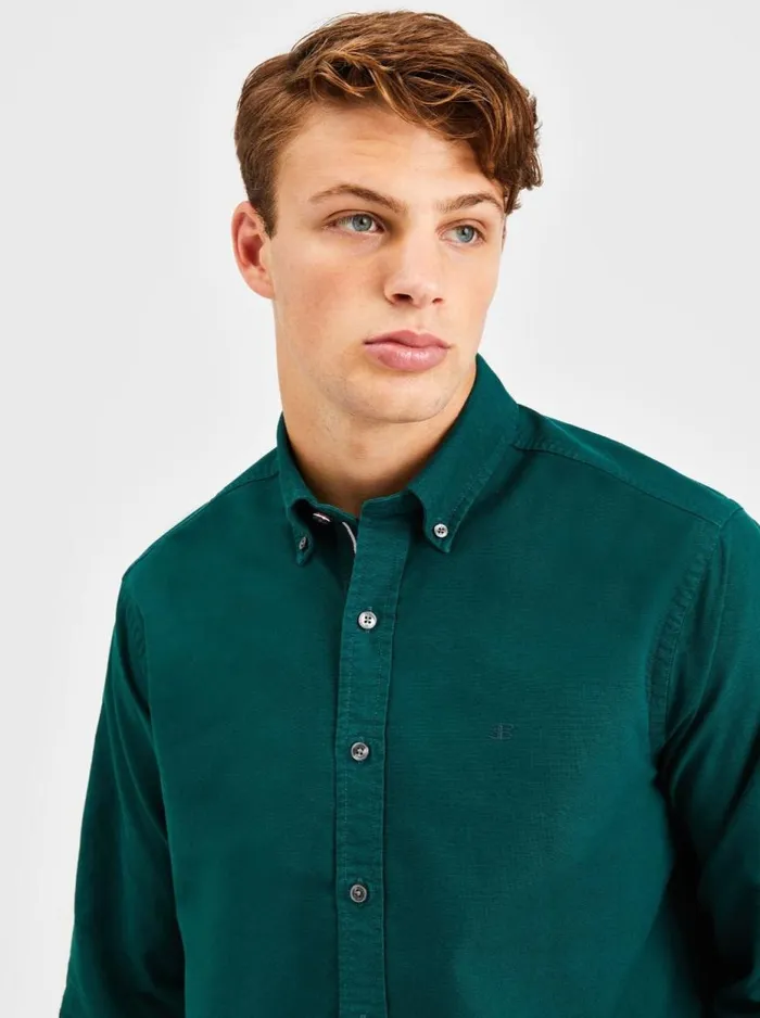 Ben Sherman Oxford Shirts Men Beatnik Oxford Garment Dye Shirt 8211 Forest Green