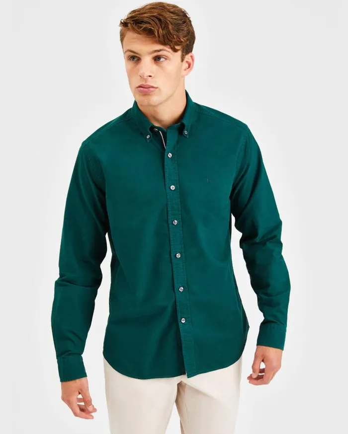 Ben Sherman Oxford Shirts Men Beatnik Oxford Garment Dye Shirt 8211 Forest Green
