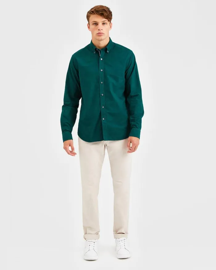 Ben Sherman Oxford Shirts Men Beatnik Oxford Garment Dye Shirt 8211 Forest Green