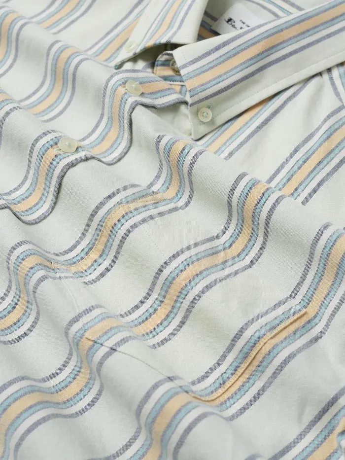 Ben Sherman Oxford Shirts Men Ivy Oxford Stripe ShortSleeve Shirt 8211 Eggshell