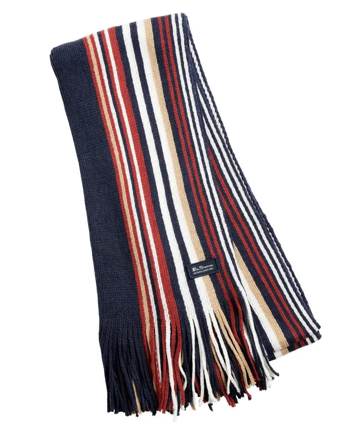 Ben Sherman Scarves and Cold Weather Men Rochelle Knit Scarf 8211 Navy BlazerCornstalkSunDried Tomato