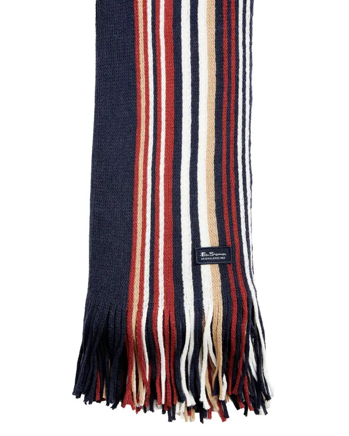 Ben Sherman Scarves and Cold Weather Men Rochelle Knit Scarf 8211 Navy BlazerCornstalkSunDried Tomato
