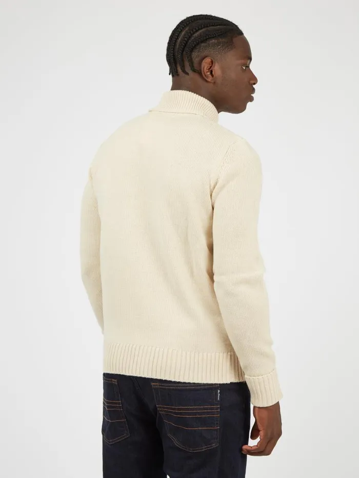Ben Sherman Sweaters and Knits Men Patterned Knit RollNeck Sweater 8211 Ivory