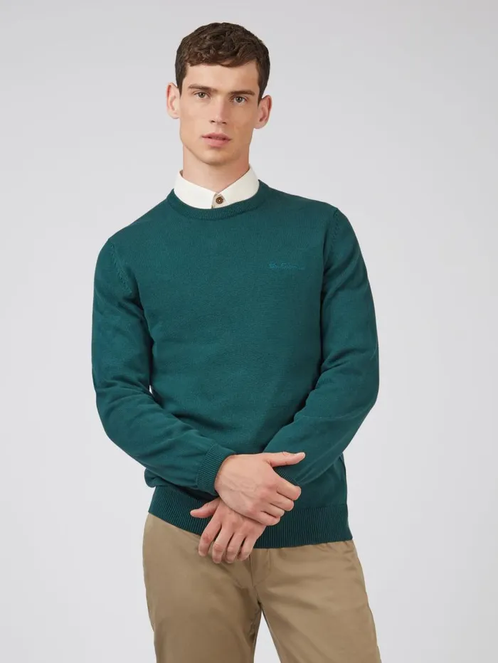 Ben Sherman Sweaters and Knits Men Signature Knit Crewneck Sweater 8211 Ocean Green