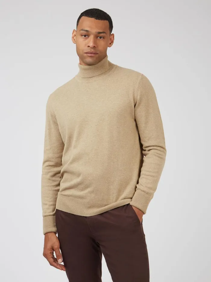 Ben Sherman Sweaters and Knits Men Signature Knit RollNeck Sweater 8211 Sand