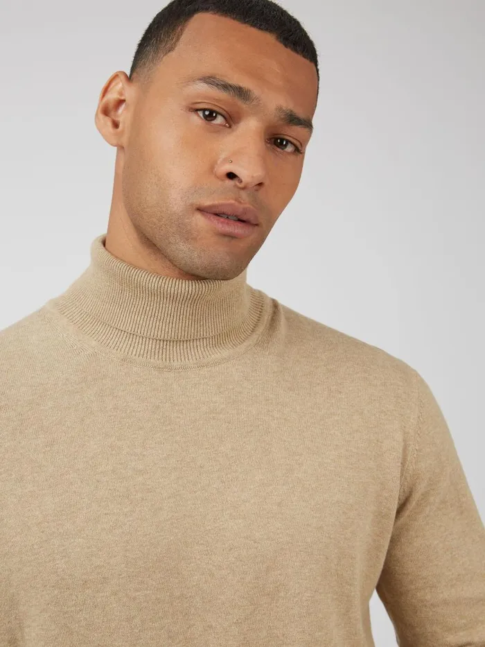 Ben Sherman Sweaters and Knits Men Signature Knit RollNeck Sweater 8211 Sand
