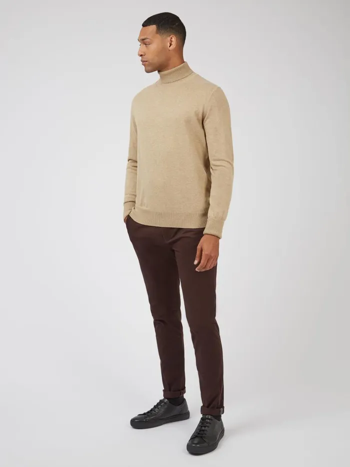 Ben Sherman Sweaters and Knits Men Signature Knit RollNeck Sweater 8211 Sand