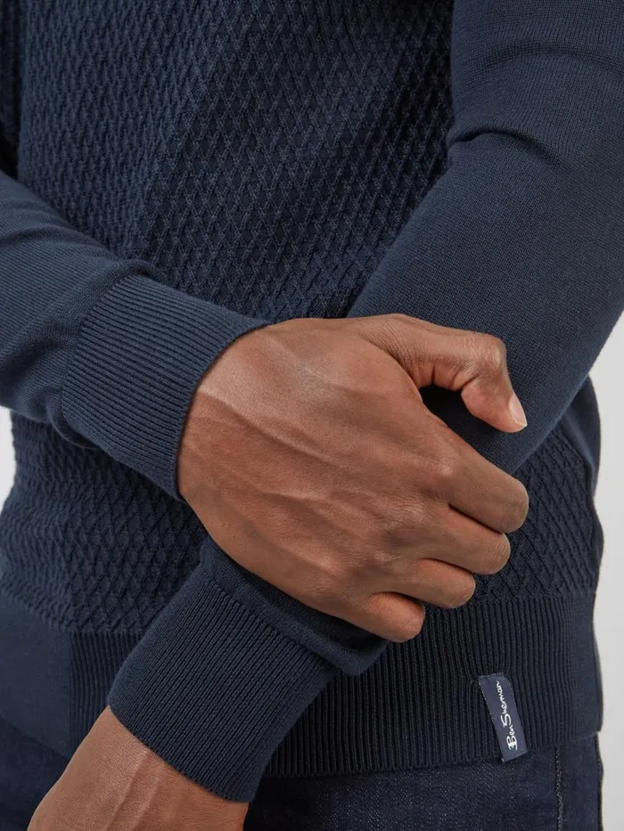 Ben Sherman Sweaters and Knits Men Textured Knit Crewneck Sweater 8211 Navy Ben Sherman Sweaters and Knits Men Textured Knit Crewneck Sweater 8211 Navy