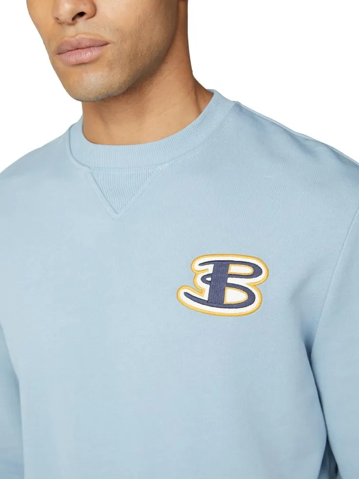 Ben Sherman Sweatshirts and Hoodies Men Cornelli Logo Sweatshirt 8211 Dusky Blue