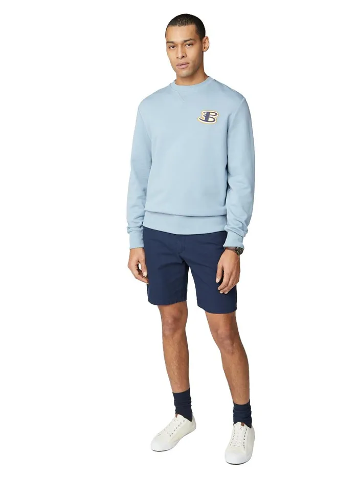 Ben Sherman Sweatshirts and Hoodies Men Cornelli Logo Sweatshirt 8211 Dusky Blue