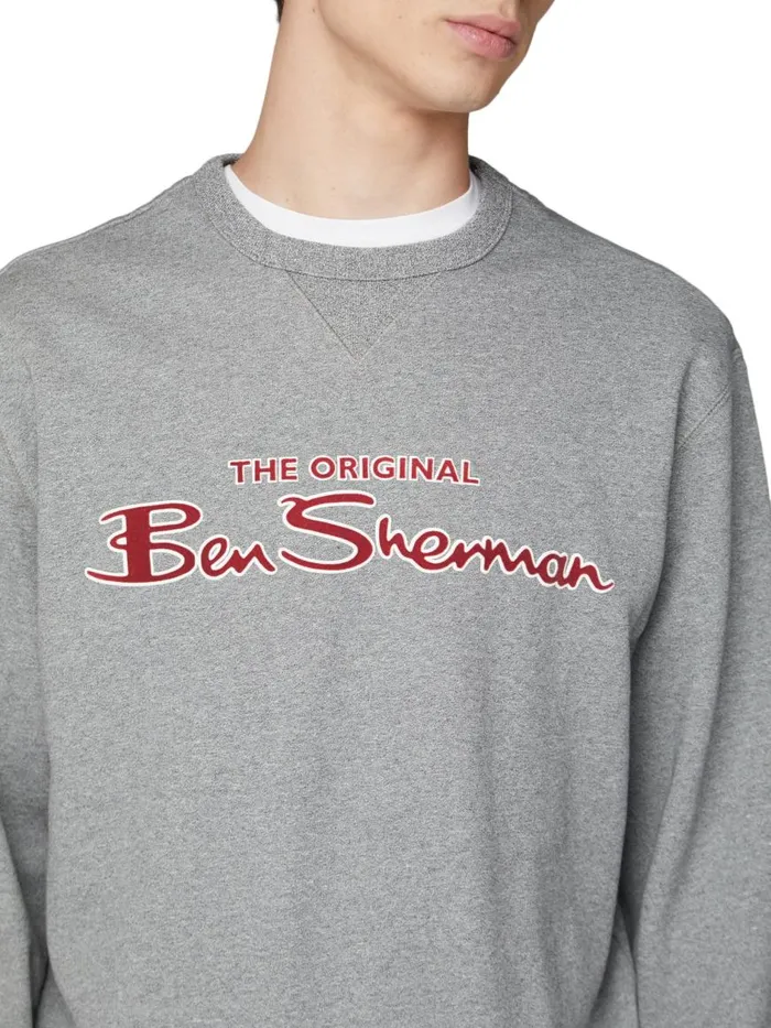 Ben Sherman Sweatshirts and Hoodies Men Crewneck Logo Sweatshirt 8211 Aluminum