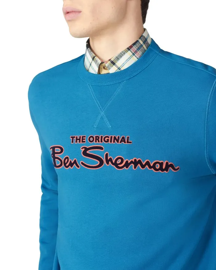 Ben Sherman Sweatshirts and Hoodies Men Signature Logo Sweatshirt 8211 Petrol