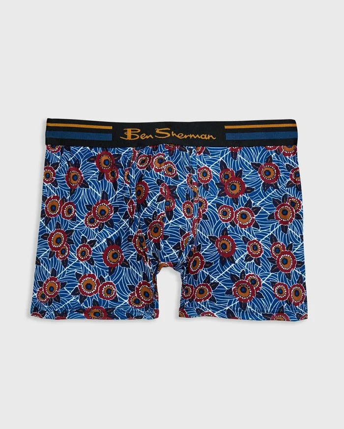 Ben Sherman Underwear Men 4Pack Microfiber Boxers 8211 BlueGreyBurgundy
