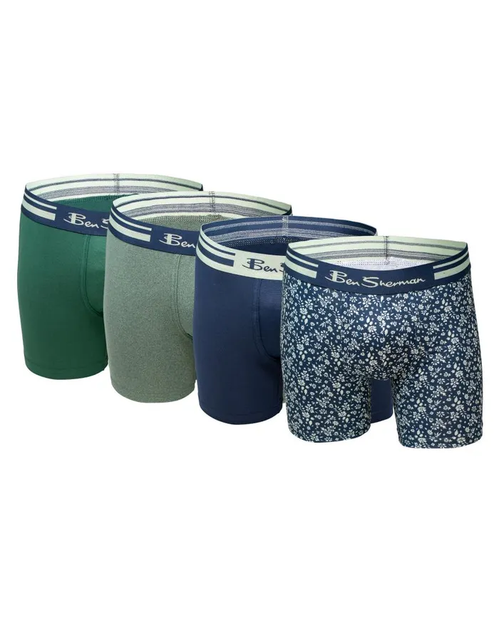 Ben Sherman Underwear Men 4Pack Microfiber Print and Solid NoFly Boxer Briefs 8211 Multi Ben Sherman Underwear Men 4Pack Microfiber Print and Solid NoFly Boxer Briefs 8211 Multi