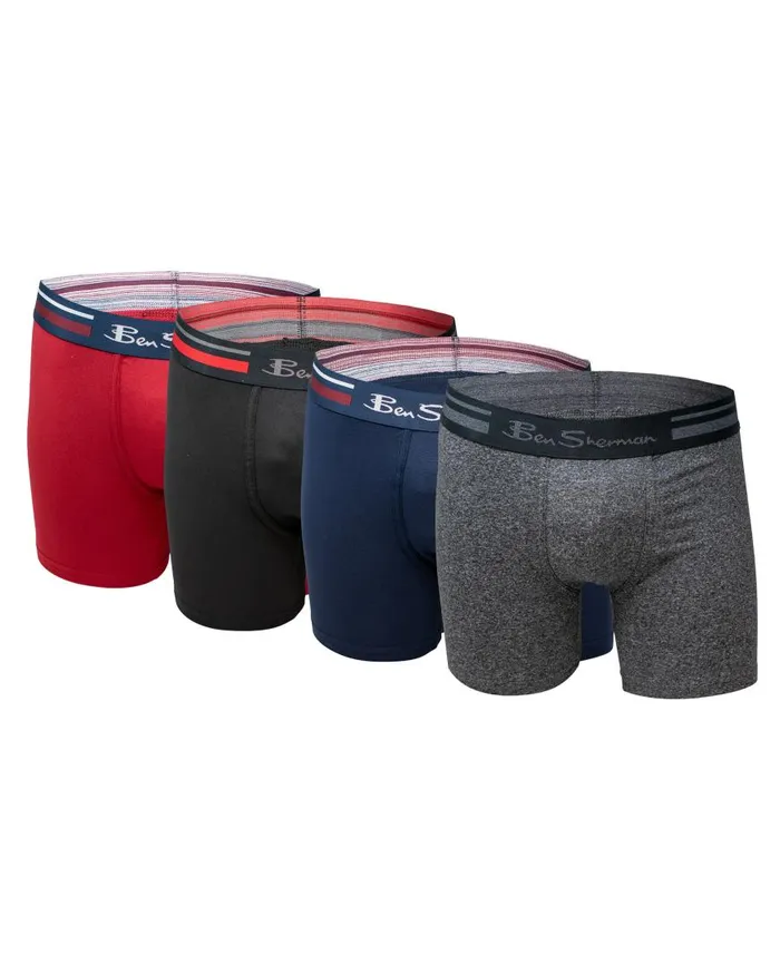 Ben Sherman Underwear Men 4Pack Microfiber Solid NoFly Boxer Briefs 8211 Multi