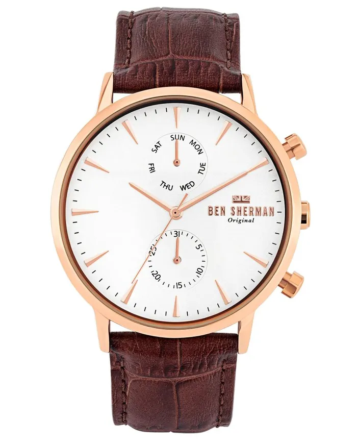 Ben Sherman Watches Men Portobello Professional Multi Watch 8211 BrownOffWhiteRose Gold Ben Sherman Watches Men Portobello Professional Multi Watch 8211 BrownOffWhiteRose Gold
