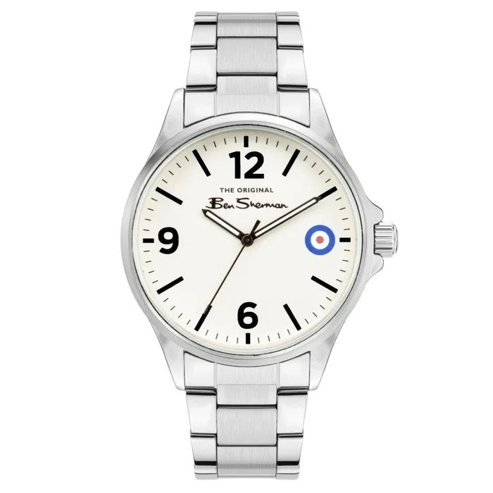 Ben Sherman Watches Men Stainless Steel Bracelet Watch 41mm 8211 SilverGreySilver