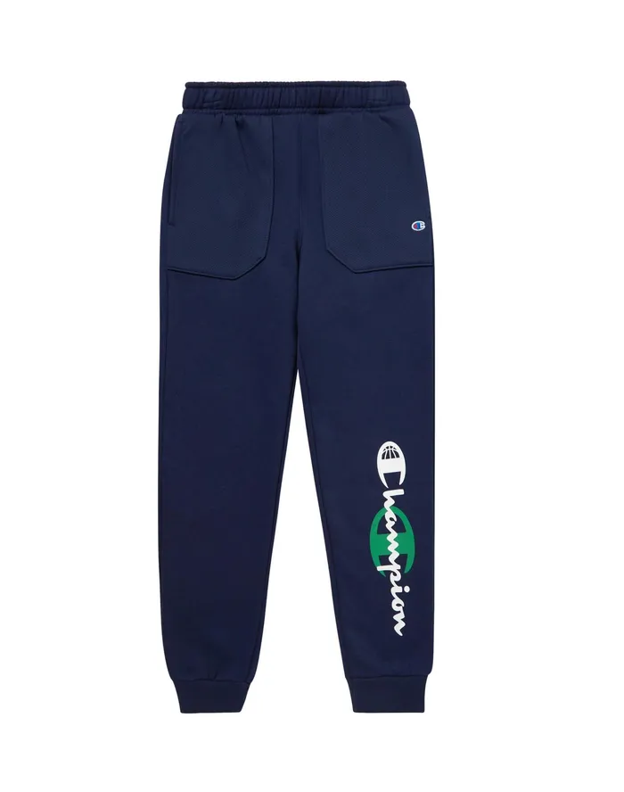 Big Kids039 Fleece And Mesh Joggers Script Over C Logo 25034 Athletic Navy Kids Champion Pants