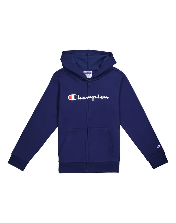 Big Kids039 Powerblend FullZip Hoodie Classic Script Logo Athletic Navy Kids Champion Hoodies and Sweatshirts Big Kids039 Powerblend FullZip Hoodie Classic Script Logo Athletic Navy Kids Champion Hoodies and Sweatshirts