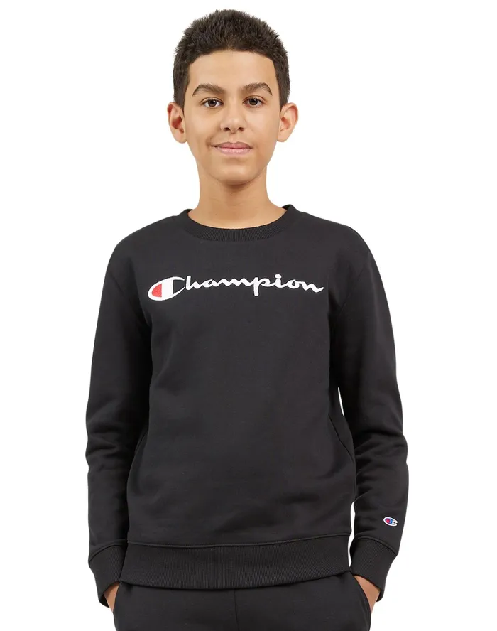 Big Kids039 Signature Crew Pullover Black Kids Champion Hoodies and Sweatshirts