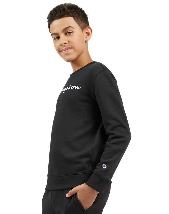 Big Kids039 Signature Crew Pullover Black Kids Champion Hoodies and Sweatshirts