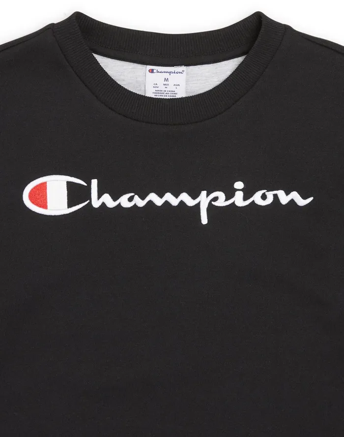 Big Kids039 Signature Crew Pullover Black Kids Champion Hoodies and Sweatshirts