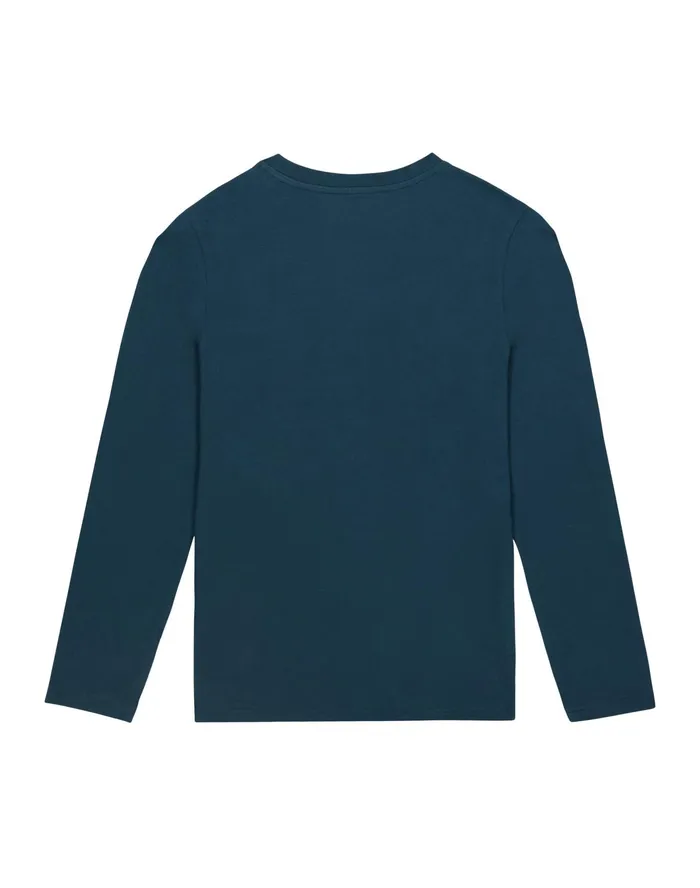 Big Kids LongSleeve TShirt Script Logo Metallic Teal Kids Champion TShirts