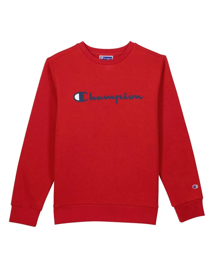Big Kids Powerblend Crew Classic Script Logo Eclipse Red Kids Champion Hoodies and Sweatshirts Big Kids Powerblend Crew Classic Script Logo Eclipse Red Kids Champion Hoodies and Sweatshirts