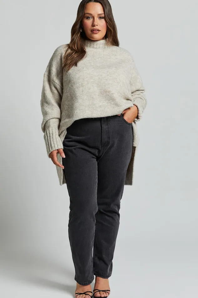 Billie Jeans 8211 High Waisted Recycled Cotton Mom Denim Jeans In Washed Black Women Showpo Denim