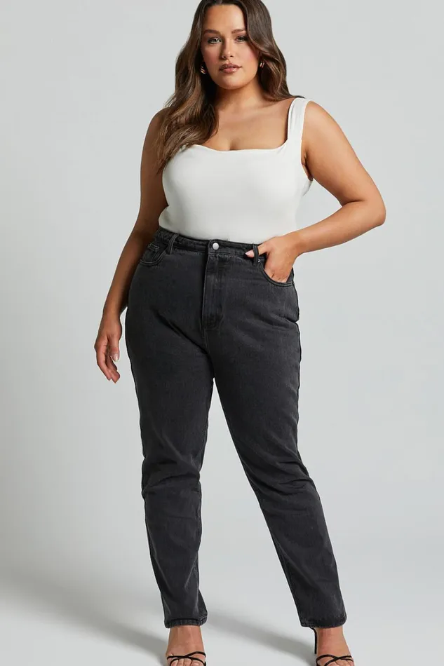Billie Jeans 8211 High Waisted Recycled Cotton Mom Denim Jeans In Washed Black Women Showpo Denim