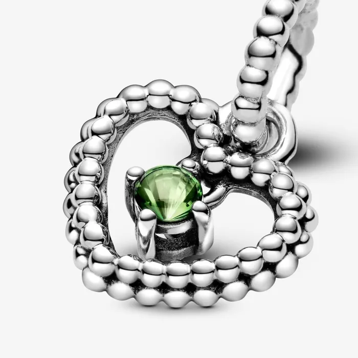 Birthstone Charms Women Pandora August Birthstone Heart Dangle Charm Green