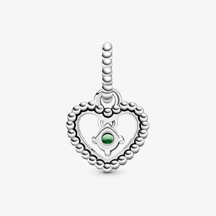 Birthstone Charms Women Pandora August Birthstone Heart Dangle Charm Green