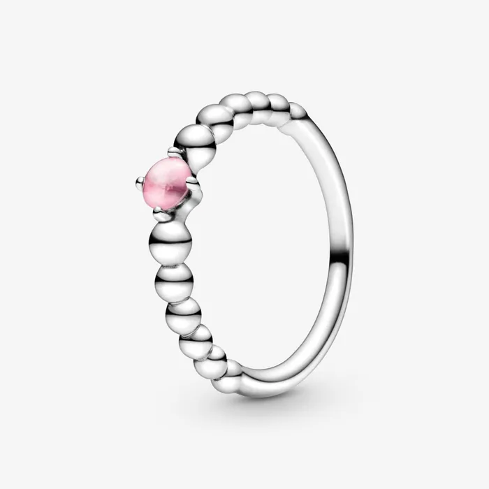 Birthstone Rings Women Pandora October Birthstone Beaded Ring Pink