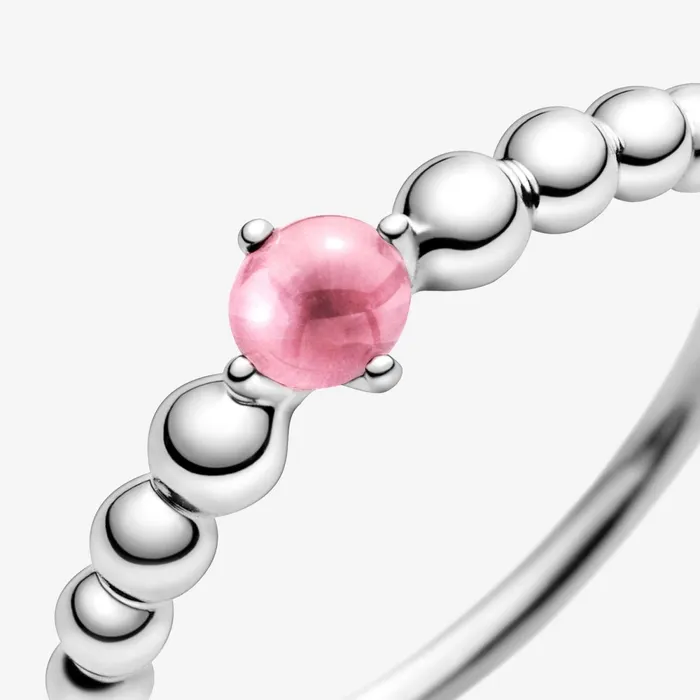 Birthstone Rings Women Pandora October Birthstone Beaded Ring Pink