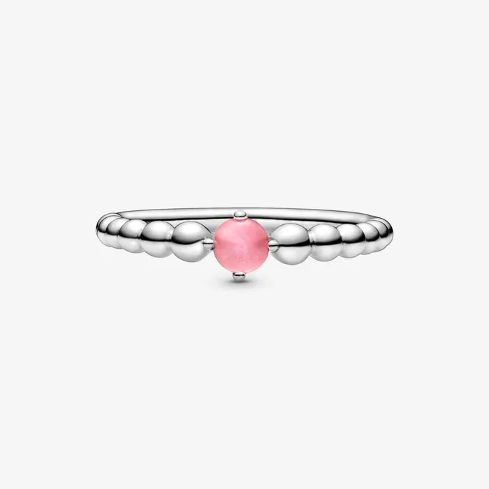 Birthstone Rings Women Pandora October Birthstone Beaded Ring Pink