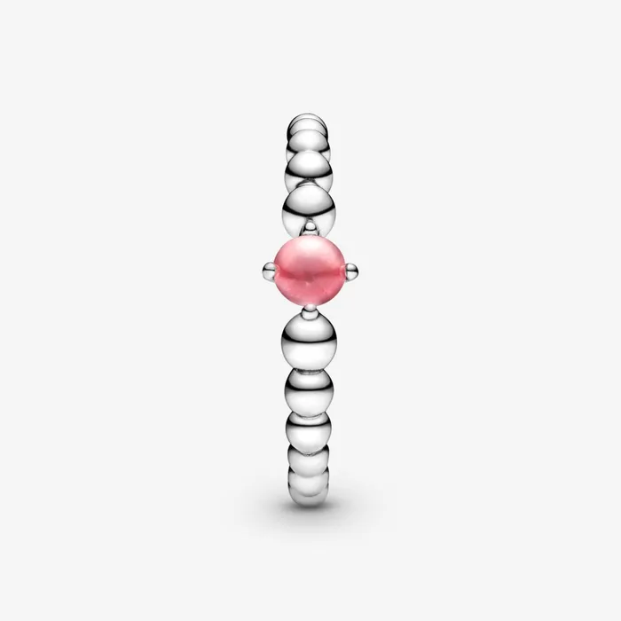 Birthstone Rings Women Pandora October Birthstone Beaded Ring Pink
