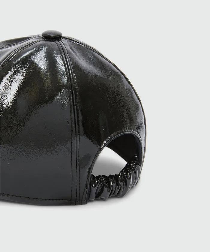Black Patent Leather Baseball Cap Women MSGM Hats Scarves And Gloves