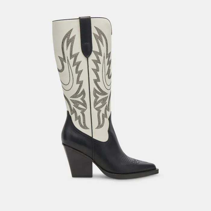 Blanch Boots Black White Leather Women Dolce Vita Boots and Booties